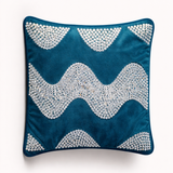 Hand-Crafted Cushion Cover – Bottle Green Silver | 12"x12" | Poly Chenille-Cotton | Elegant Festive Accent
