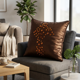Hand Crafted Cushion Cover – Brown | 16"x16" | Poly Cotton | Embroidered Floral Design