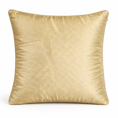 Fabric Crafted Cushion Cover – Gold | 16"x16" | Poly Cotton Fabric | Premium Quilted Center with Royal Textured Border