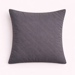 Hand Crafted Cushion Cover – Black | 16"x16" | Poly Cotton | Diamond Quilted Stud Design