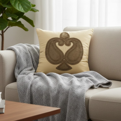 Handcrafted Gold Cushion Cover – 16"x16" | Traditional Embroidered Motif | Premium Poly Cotton