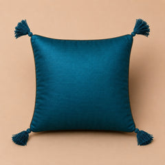 Handcrafted Cushion Cover – Turquoise | 16"x16" | Paisley Embroidered Decorative Cushion Cover