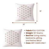 Handcrafted White Cushion Cover – 16"x16" | Pearl Starburst Embellished Design | Premium Poly Cotton