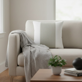 Handcrafted White Cushion Cover – 16"x16" | Poly-Cotton Matty | Textured Stripe Panel | Premium Festive Décor