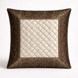 Fabric Crafted Cushion Cover – Cream Brown | 16"x16" | Poly Cotton Fabric | Quilted Center with Elegant Textured Border