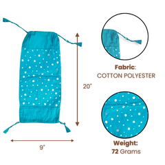 Cylindrical Hand-Crafted Turquoise Green Bolster Cover – 9"x20" | Cotton Polyester Fabric | Lightweight & Elegant