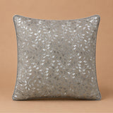 Fabriccrafted Cushion Cover – Cream | 16"x16" | Elegant Leaf Embroidered Decorative Cushion Cover