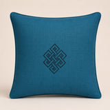 Turquoise Decorative Cushion Cover | 16"x16" Minimal Embroidered Cushion Cover