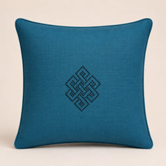 Turquoise Decorative Cushion Cover | 16"x16" Minimal Embroidered Cushion Cover