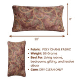 Machine Crafted Bolster Cover – Brown | 20"x8" | Poly Chenille Fabric | Embroidered Floral Design