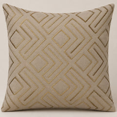 Handcrafted Cushion Cover – Dark Beige | 16"x16" | Geometric Textured Design
