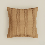Fabric-Crafted Bronze Cushion Cover – 16"x16", Vertical Pleated Texture in Premium Poly Cotton
