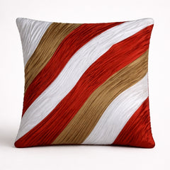 Fabric Crafted Cushion Cover – Orange Multicolor | 16"x16" | Poly Cotton Fabric | Elegant Wavy Textured Design