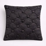 Hand Crafted Cushion Cover – Black | 12"x12" | Poly Cotton | Elegant Button Tufted Design