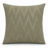 Handcrafted Cushion Cover – Camel | 16"x16" | Zigzag Embroidered Decorative Cushion Cover