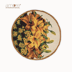 Tapestry Doily – Yellow Jacquard Woven, 12"x12"