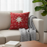 Handcrafted Maroon Cushion Cover – 16"x16" | Elegant Floral Embellished Design | Premium Poly Cotton