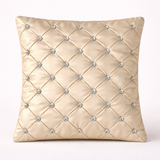 Hand Crafted Cushion Cover – Cream | 16"x16" | Poly Cotton | Diamond Button Tufted Design