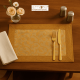 Set of - 6/4, 1 Pcs, Fabric Crafted Placemat – Golden, 13"x19"