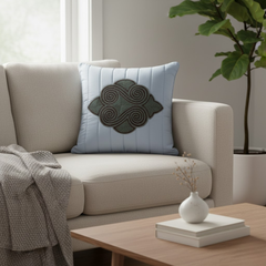 Handcrafted Grey Cushion Cover – 16"x16", Premium Poly Cotton