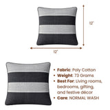 Fabric Crafted Cushion Cover – Black | 12"x12" | Poly Cotton Fabric | Modern Striped Texture Design
