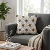 Fabric crafted Cushion Cover – White | 12"x12" | Floral Embroidered Decorative Cushion Cover