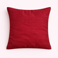 Hand Crafted Cushion Cover – Burgundy | 16"x16" | Poly Cotton | Pearl Embellished Design