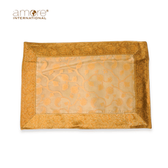Set of - 6/4, 1 Pcs, Fabric Crafted Placemat – Golden, 13"x19"