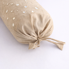 Cylindrical Hand-Crafted Beige Bolster Cover – 9"x20" | Cotton Polyester Fabric | Lightweight & Elegant
