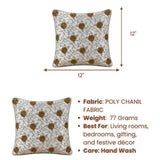 Fabric crafted Cushion Cover – White | 12"x12" | Floral Embroidered Decorative Cushion Cover