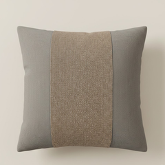 Handcrafted Khaki Cushion Cover – 16"x16" | Poly-Cotton Matty | Textured Stripe Panel | Premium Festive Décor
