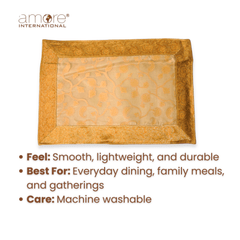 Set of - 6/4, 1 Pcs, Fabric Crafted Placemat – Golden, 13"x19"