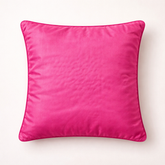 Hand Crafted Cushion Cover – Pink | 16"x16" | Poly Cotton | Embroidered Floral Design