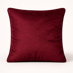 Burgundy Embroidered Cushion Cover | 16"x16" | Poly Cotton | Circular Pattern Designer Cushion Cover