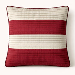 Fabric Crafted Cushion Cover – Maroon | 12"x12" | Poly Cotton Fabric | Modern Striped Texture Design
