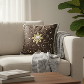 Handcrafted Black Cushion Cover – 16"x16" | Elegant Floral Embellished Design | Premium Poly Cotton