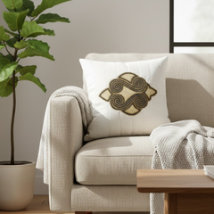 Handcrafted Cream Cushion Cover – 16"x16", Premium Poly Cotton