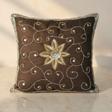 Handcrafted Black Cushion Cover – 16"x16" | Elegant Floral Embellished Design | Premium Poly Cotton