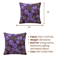 Handcrafted Cushion Cover – Purple | 16"x16" | Floral Rosette Decorative Cushion Cover