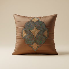 Handcrafted Brown Cushion Cover – 16"x16", Premium Poly Cotton