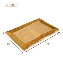 Set of - 6/4, 1 Pcs, Fabric Crafted Placemat – Golden, 13"x19"
