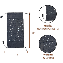 Cylindrical Hand-Crafted Black Bolster Cover – 9"x20" | Cotton Polyester Fabric | Lightweight & Elegant