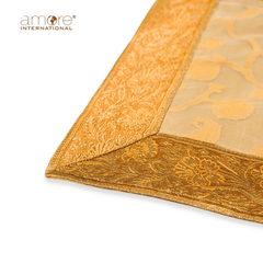 Set of - 6/4, 1 Pcs, Fabric Crafted Placemat – Golden, 13"x19"