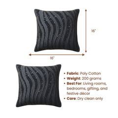 Handcrafted Black Cushion Cover – 16"x16" | Premium Poly Cotton