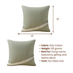 Fabric Crafted Green Cushion Cover – 16"x16" | Premium Poly Cotton