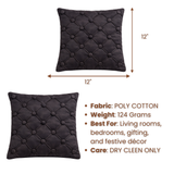 Hand Crafted Cushion Cover – Black | 12"x12" | Poly Cotton | Elegant Button Tufted Design