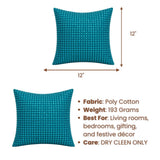 Handcrafted Turquoise Blue Beaded Cushion Cover – 12"x12" | Premium Poly Cotton | Elegant Handcrafted Design