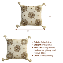 Handcrafted Baize Cushion Cover – 16"x16", Premium Poly Cotton