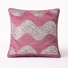 Hand-Crafted Cushion Cover – Pink Silver | 12"x12" | Poly Chenille-Cotton | Elegant Festive Accent