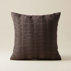 Fabric-Crafted Brown Cushion Cover – 16"x16" | Elegant Pleated Texture | Premium Poly Cotton